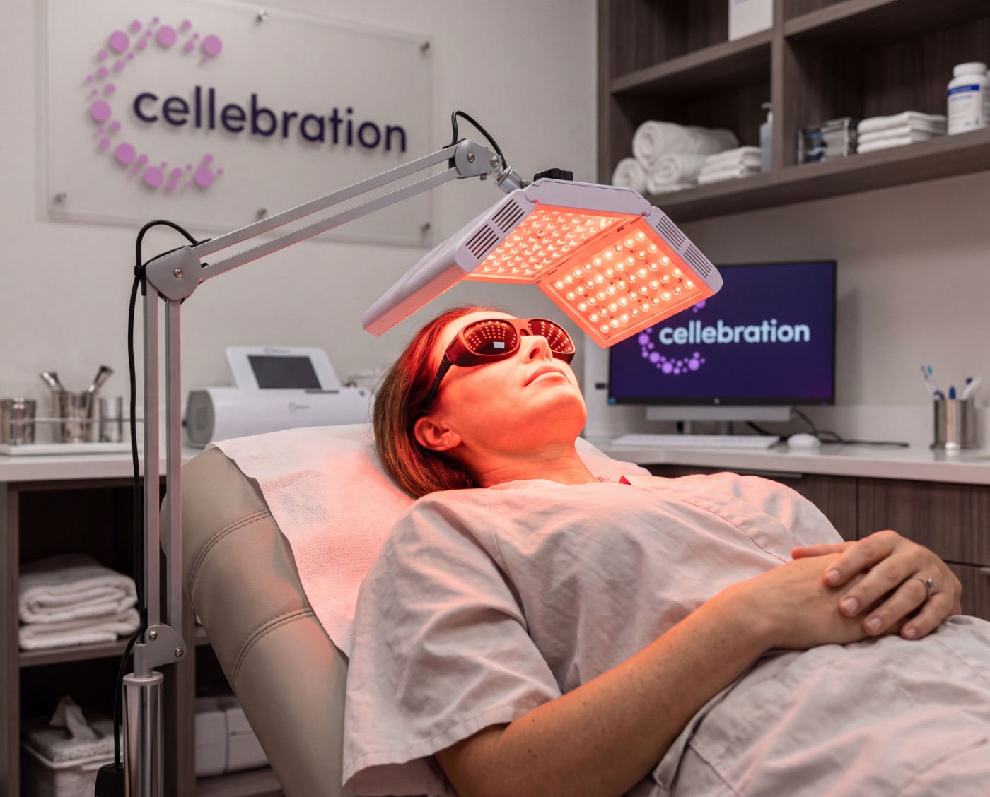 Red light therapy session at Cellebration